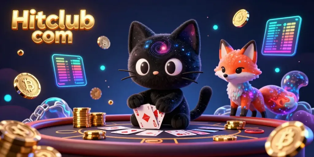 Experience thrilling gameplay with Hitclub com in this vibrant casino scene featuring a cosmic cat!
