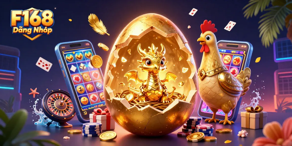Experience the thrill of gaming with F168 Đăng Nhập featuring a golden dragon and poker chips.
